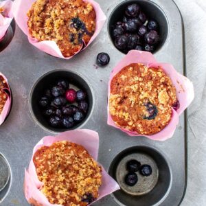 Caja de muffins de limón y arándanos